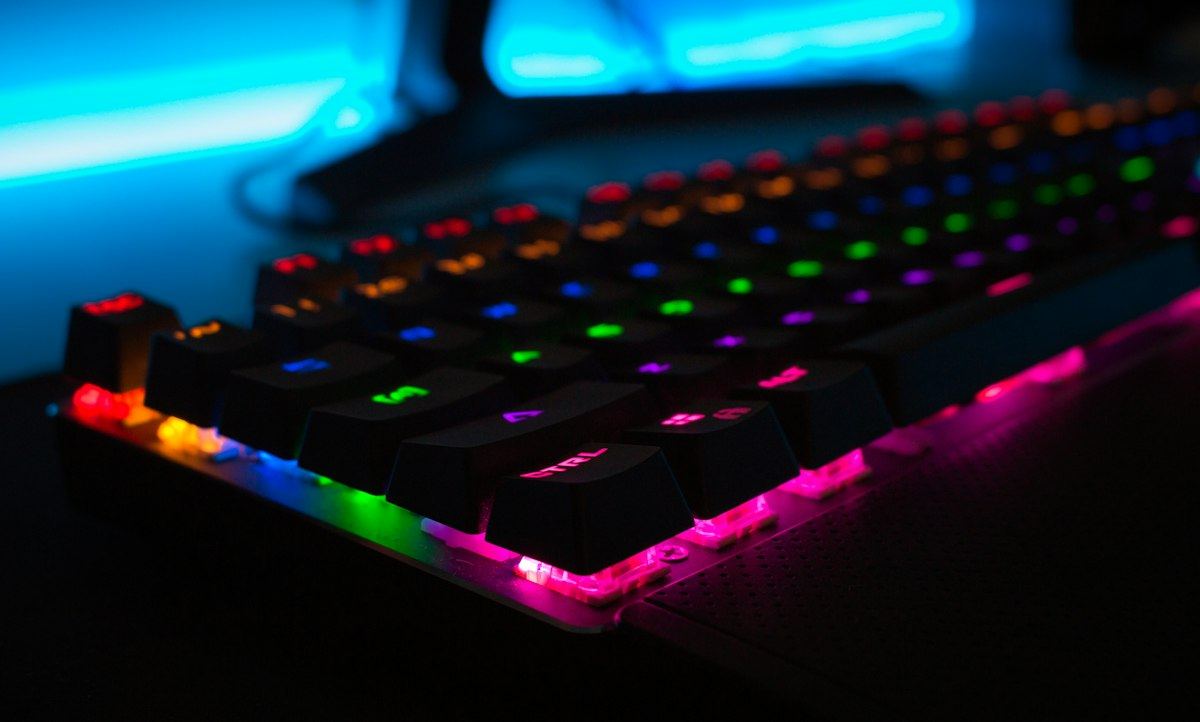 RGB mechanical keyboard used for PC testing